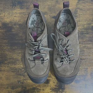 Merrell Brown Suede Lace-Up Women's Casual Shoes with Purple Accents